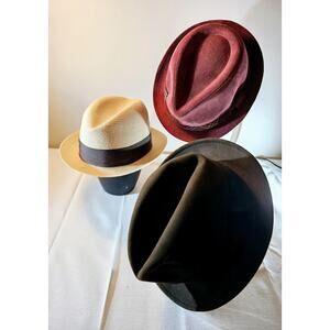 3 Vtg hipster Fedoras: Bee Hats; Dobbs Fifth Ave; Stetson; excellent condition,